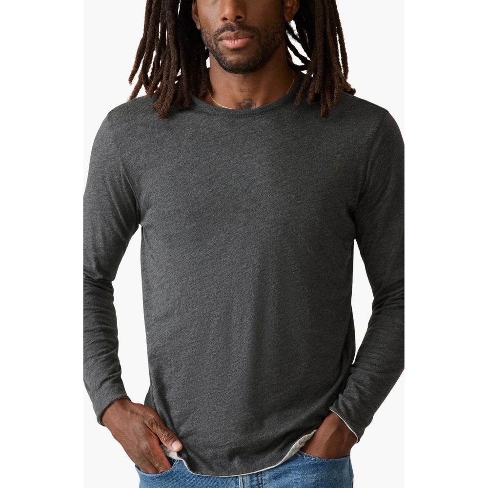 Faherty Cloud Reversible Crewneck T-Shirt Dark Grey/Light Grey Plus Sz Gorpcore